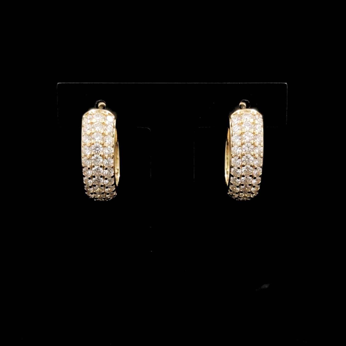 Pendientes Aro Dorado  Circonitas Blancas | Acero Inoxidable Chapado Oro 14K