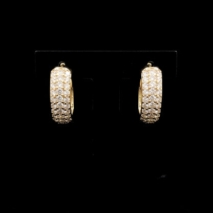 Pendientes Aro Dorado  Circonitas Blancas | Acero Inoxidable Chapado Oro 14K