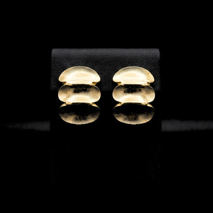 Pendientes Dorados Triple Oval | Acero Inoxidable Chapado Oro 14K