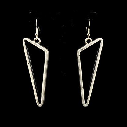 Pendientes Largos Zamak Plateado | Diseño Triángulo Exclusivo – Joyería Osnor