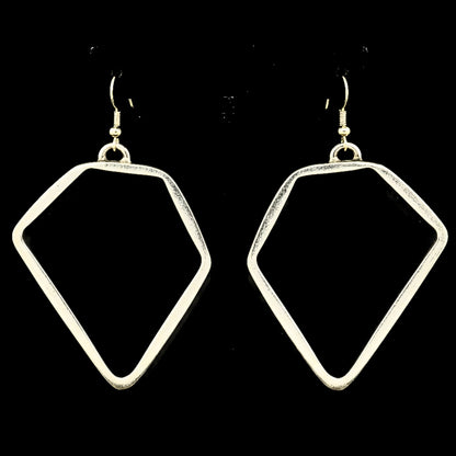Pendientes Geométricos Largos Zamak Plateado | Joyería Osnor
