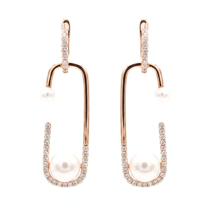 Pendientes Acero inoxidable oro rosa Circonitas blancas engastadas diseño joyería osnor moda moderno elegante boda fiesta fashion glamour lujo mujer diferente 
