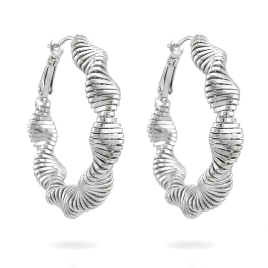Pendiente aros argollas acero inoxidable plateado mujer diseño joyería osnor moda moderno elegante boda fiesta fashion glamour lujo 