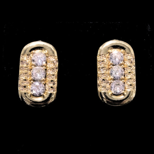 Pendientes Chapado Oro 14K · Circonitas Engastadas · Cierre Presión