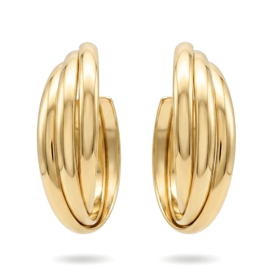 pendientes aros argollas acero inoxidable dorado chapado oro 14ktes liso brillo volumen diseño joyería osnor moda 