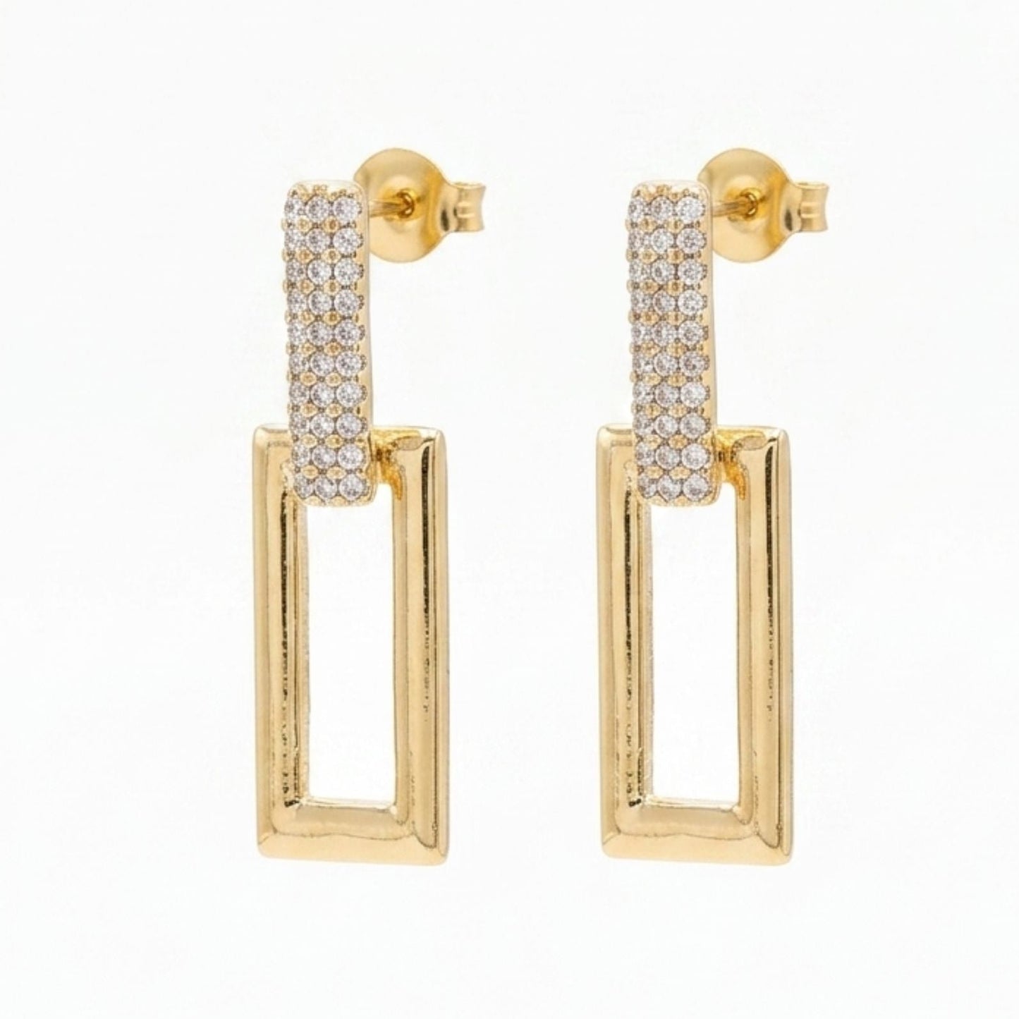 Pendientes acero inoxidable dorado diseño mujer joyería 