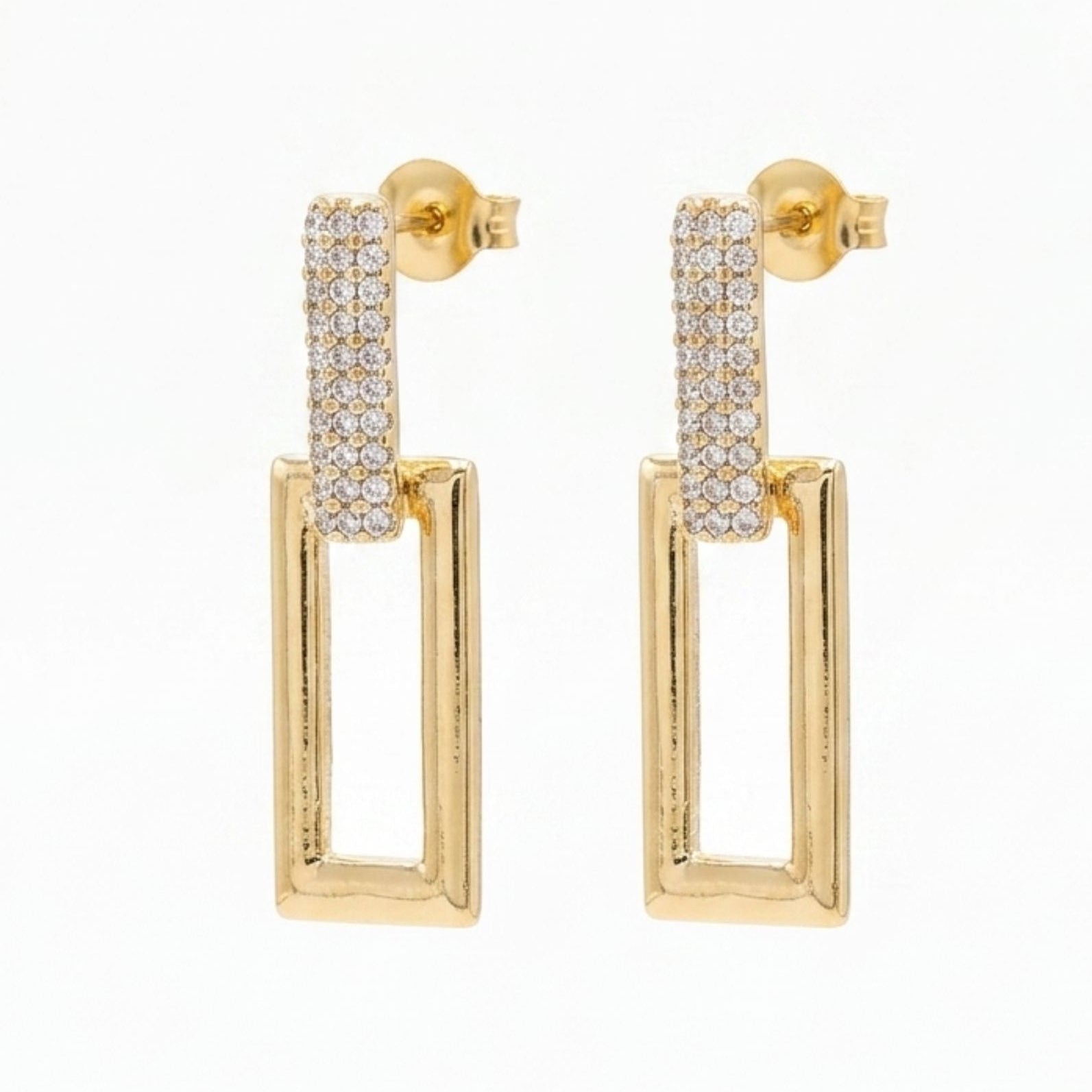 Pendientes acero inoxidable dorado diseño mujer joyería 