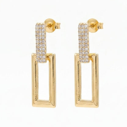 Pendientes acero inoxidable dorado diseño mujer joyería 