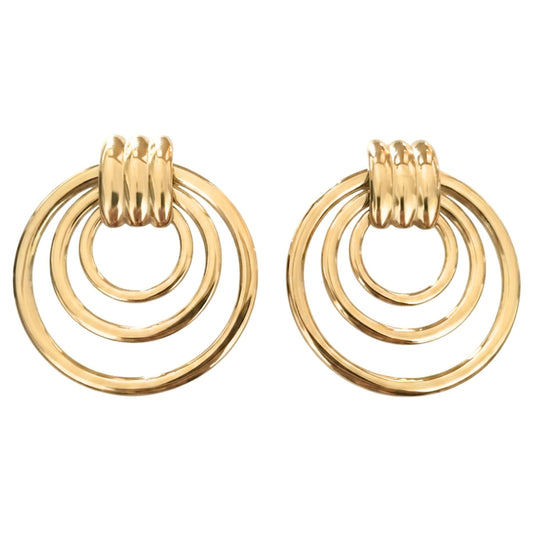 Pendientes Acero inoxidable dorado chapado oro 14ktes diseño de joyería mujer glamour lujo elegante diario boda 