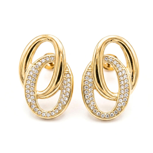 Pendientes acero inoxidable dorado chapado oro 14ktes diseño joyería osnor moda moderno elegante boda fiesta fashion glamour lujo elegante mujer 