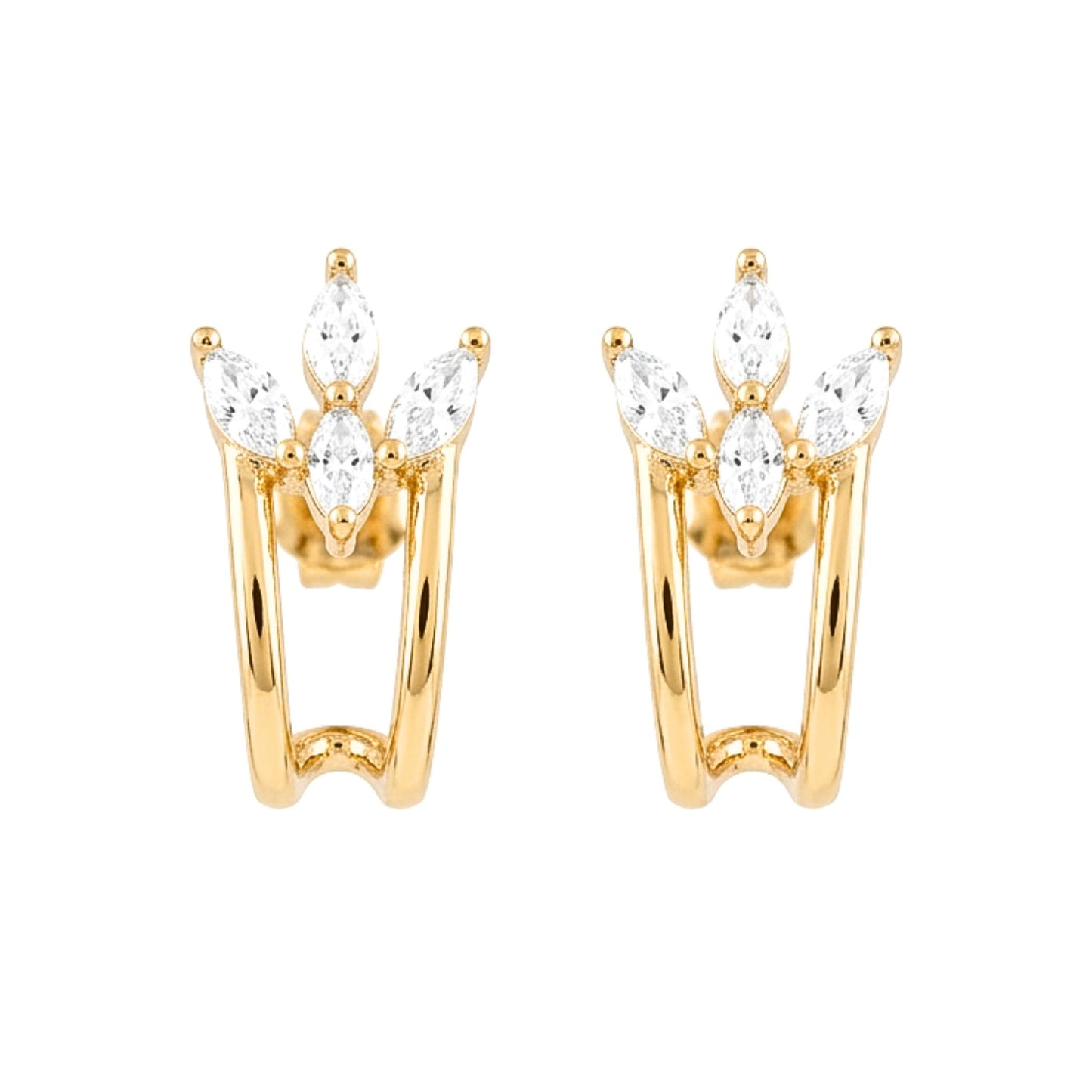 Pendientes Acero inoxidable dorado chapado oro 14ktes diseño de joyería mujer Osnor 