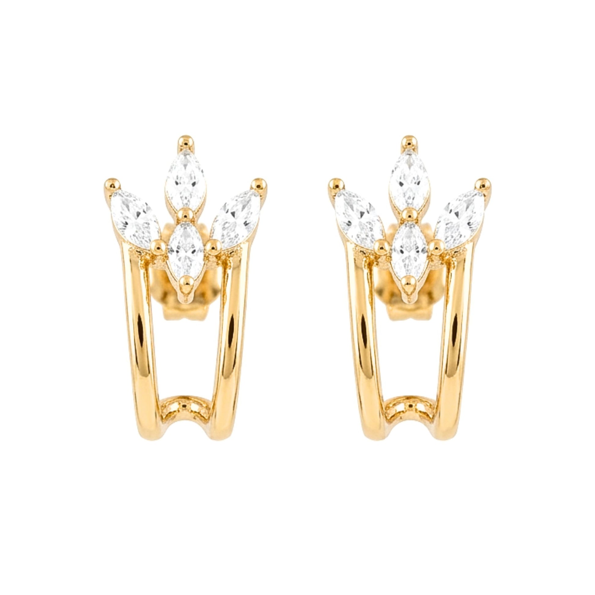 Pendientes Acero inoxidable dorado chapado oro 14ktes diseño de joyería mujer Osnor 