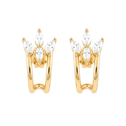 Pendientes Acero inoxidable dorado chapado oro 14ktes diseño de joyería mujer Osnor 