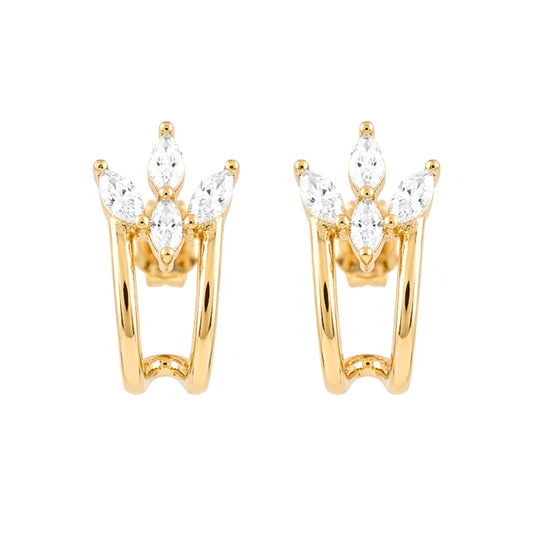 Pendientes Acero inoxidable dorado chapado oro 14ktes diseño de joyería mujer Osnor 