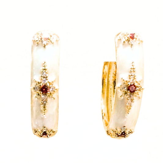 Pendientes Acero inoxidable dorado y esmalte Aros argollas mujer diseño joyería osnor moda moderno fiesta fashion diario boda glamour lujo elegante 