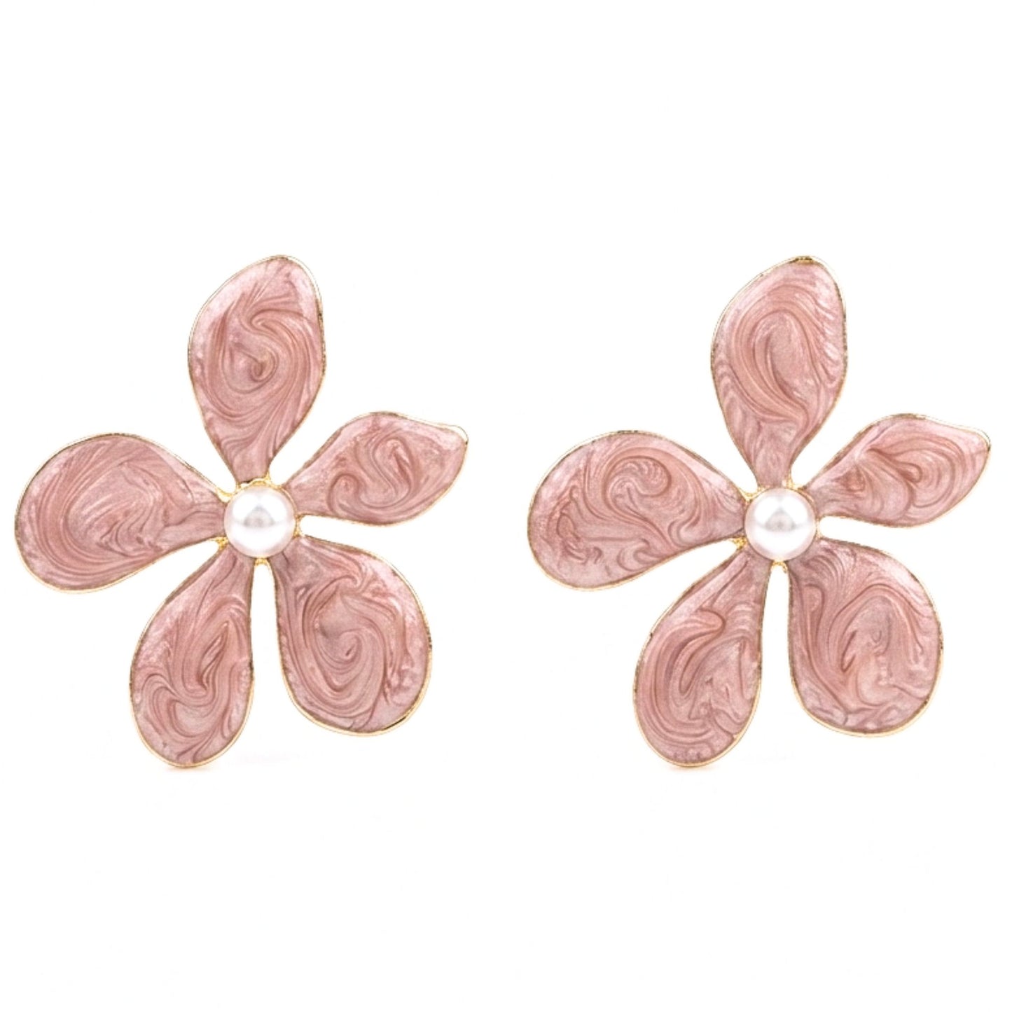 Pendientes Acero inoxidable dorado chapado oro 14ktes circonita blanca diseño flor nácar esmalte trébol diseño joyería osnor moda moderno elegante boda fiesta fashion glamour lujo 