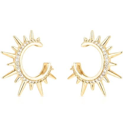 Pendientes Acero inoxidable dorado chapado oro 14ktes diseño de joyería moda moderno elegante boda fiesta fashion mujer diario 
