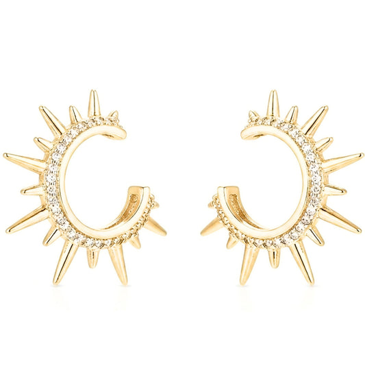 Pendientes Acero inoxidable dorado chapado oro 14ktes diseño de joyería moda moderno elegante boda fiesta fashion mujer diario 