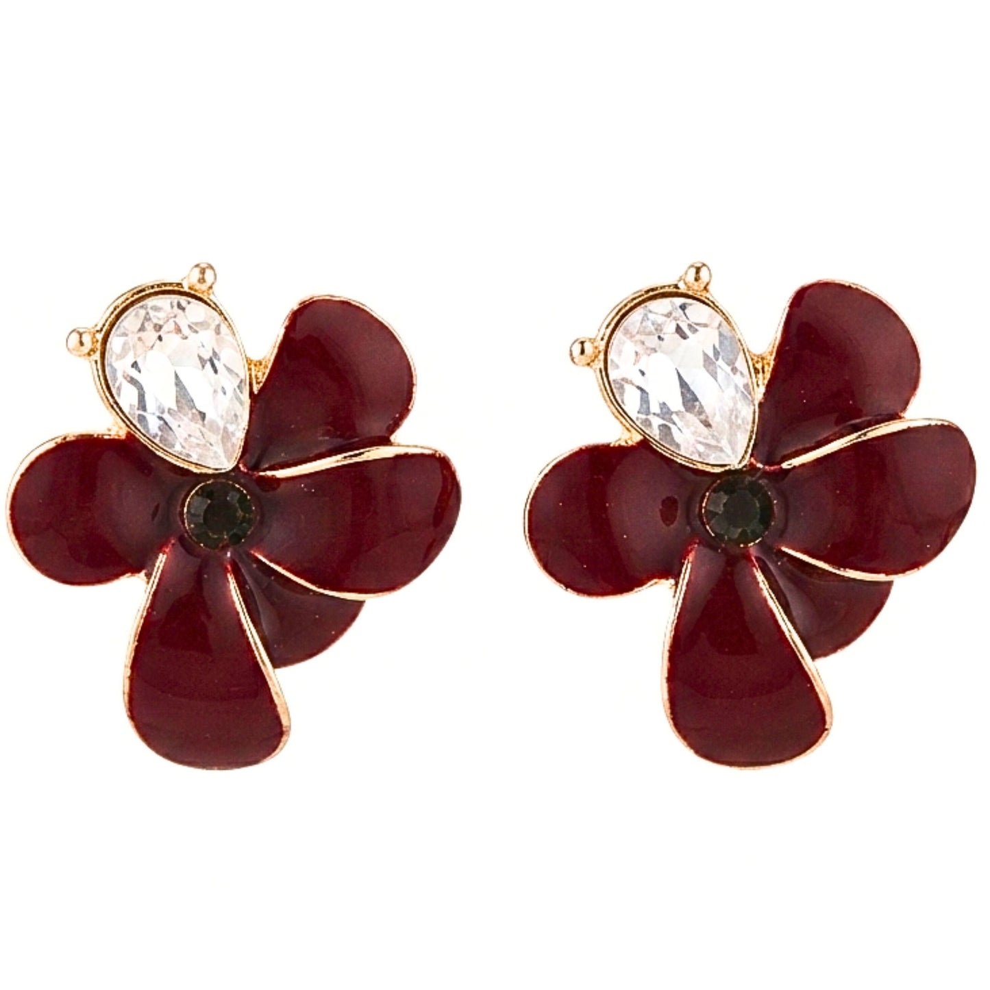 Pendientes de acero inoxidable dorado chapado oro 14ktes diseño joyería osnor moda moderno elegante boda fiesta glamour lujo mujer esmalte Circonitas 
