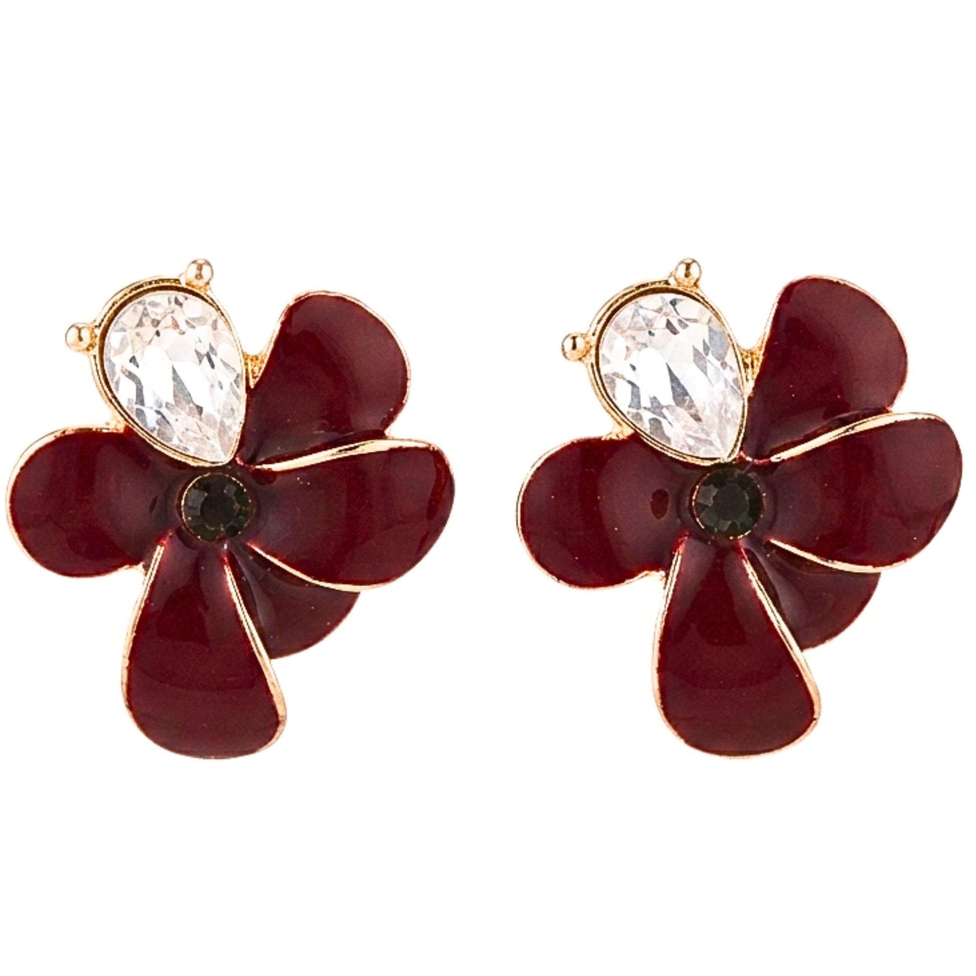 Pendientes de acero inoxidable dorado chapado oro 14ktes diseño joyería osnor moda moderno elegante boda fiesta glamour lujo mujer esmalte Circonitas 