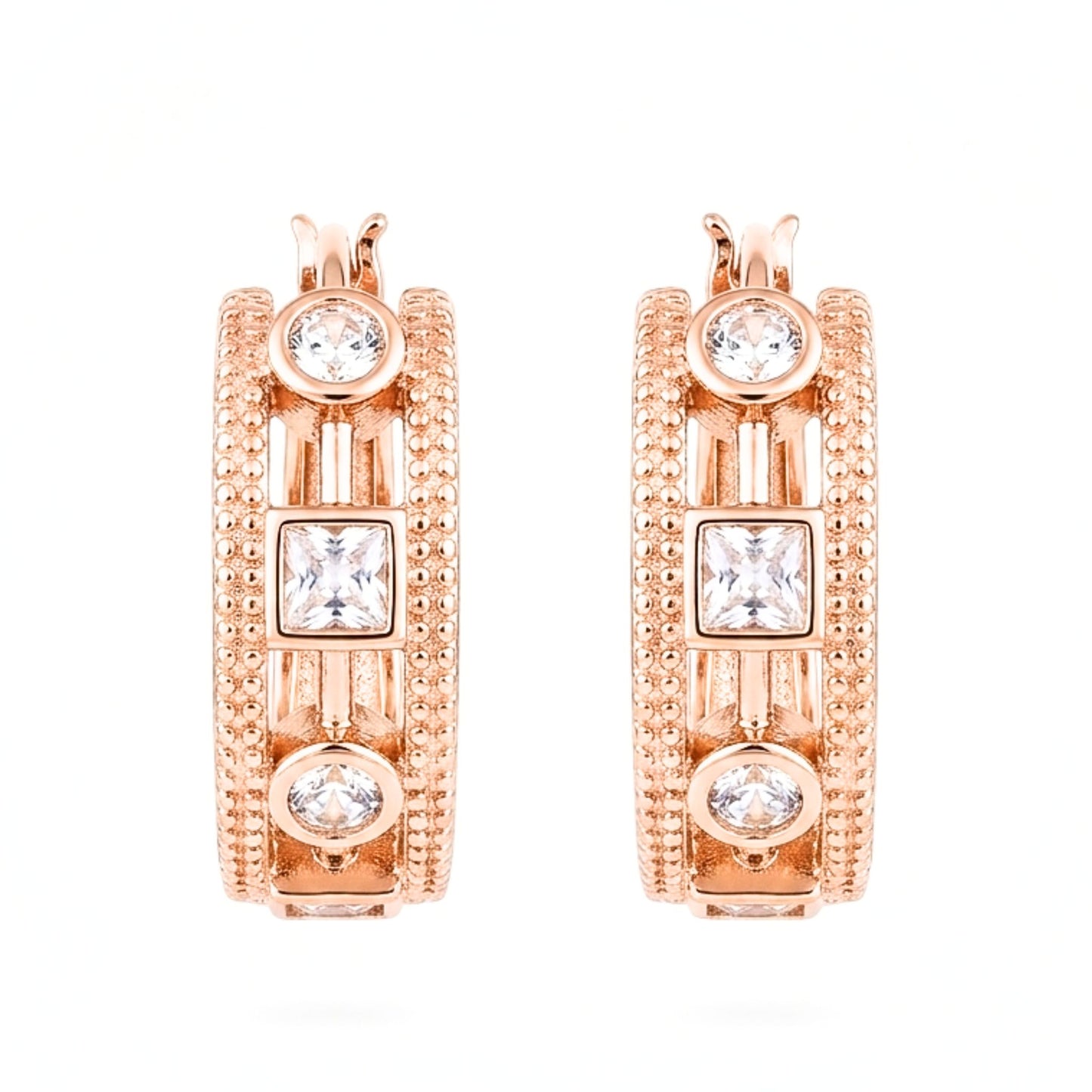 Pendiente aros argollas acero inoxidable rosa mujer diseño joyería osnor moda moderno elegante boda fiesta glamour lujo 