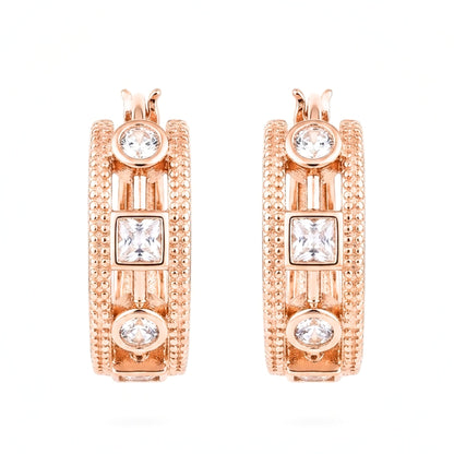 Pendiente aros argollas acero inoxidable rosa mujer diseño joyería osnor moda moderno elegante boda fiesta glamour lujo 