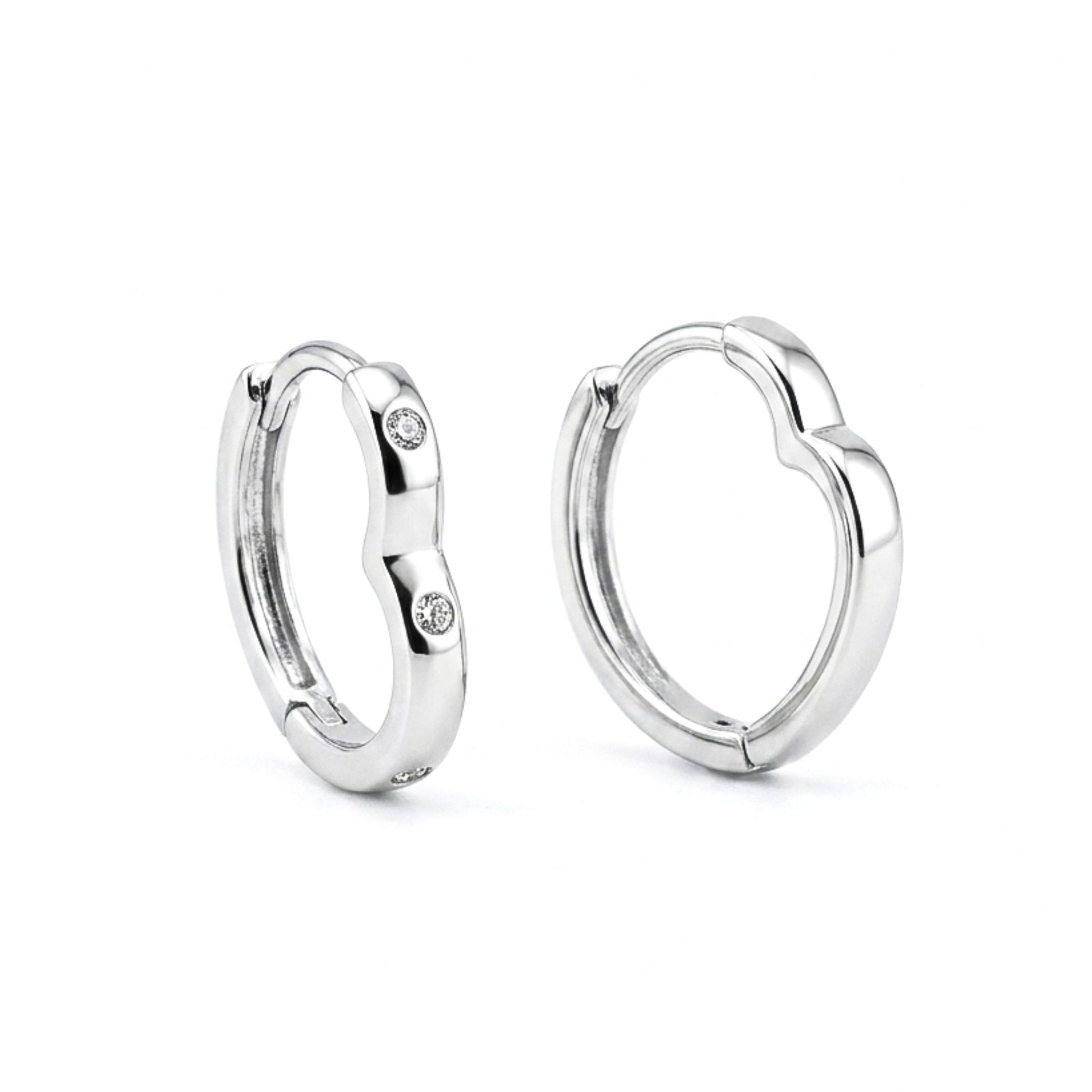 Pendientes Acero inoxidable plateado aros argollas mujer corazón liso brillo volumen diseño joyería osnor moda moderno elegante boda fiesta glamour lujo 