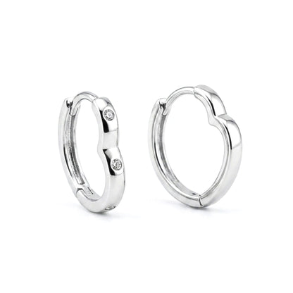 Pendientes Acero inoxidable plateado aros argollas mujer corazón liso brillo volumen diseño joyería osnor moda moderno elegante boda fiesta glamour lujo 
