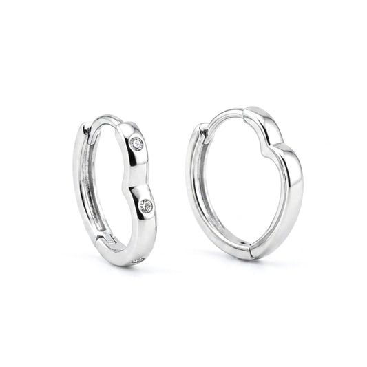 Pendientes Acero inoxidable plateado aros argollas mujer corazón liso brillo volumen diseño joyería osnor moda moderno elegante boda fiesta glamour lujo 