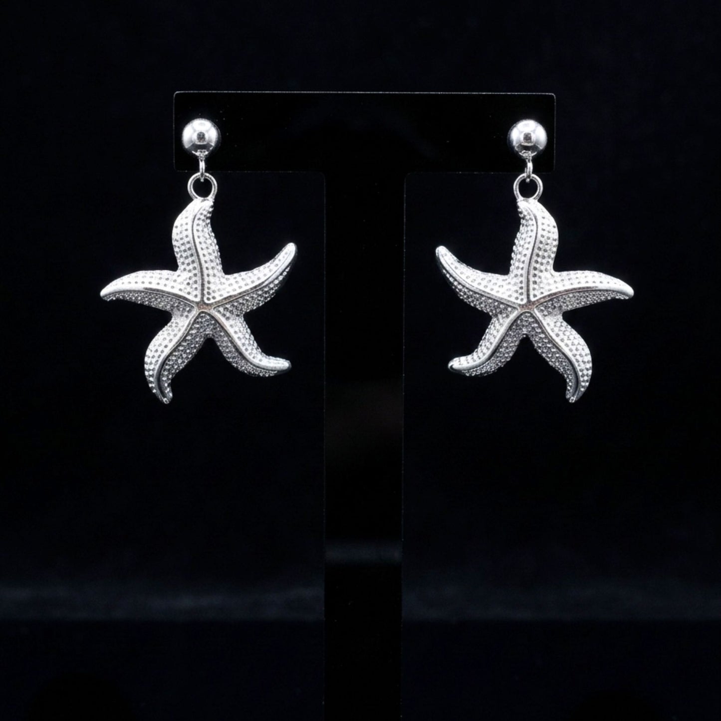 Pendientes Estrella de Mar Colgante | Acero Inoxidable Plateado