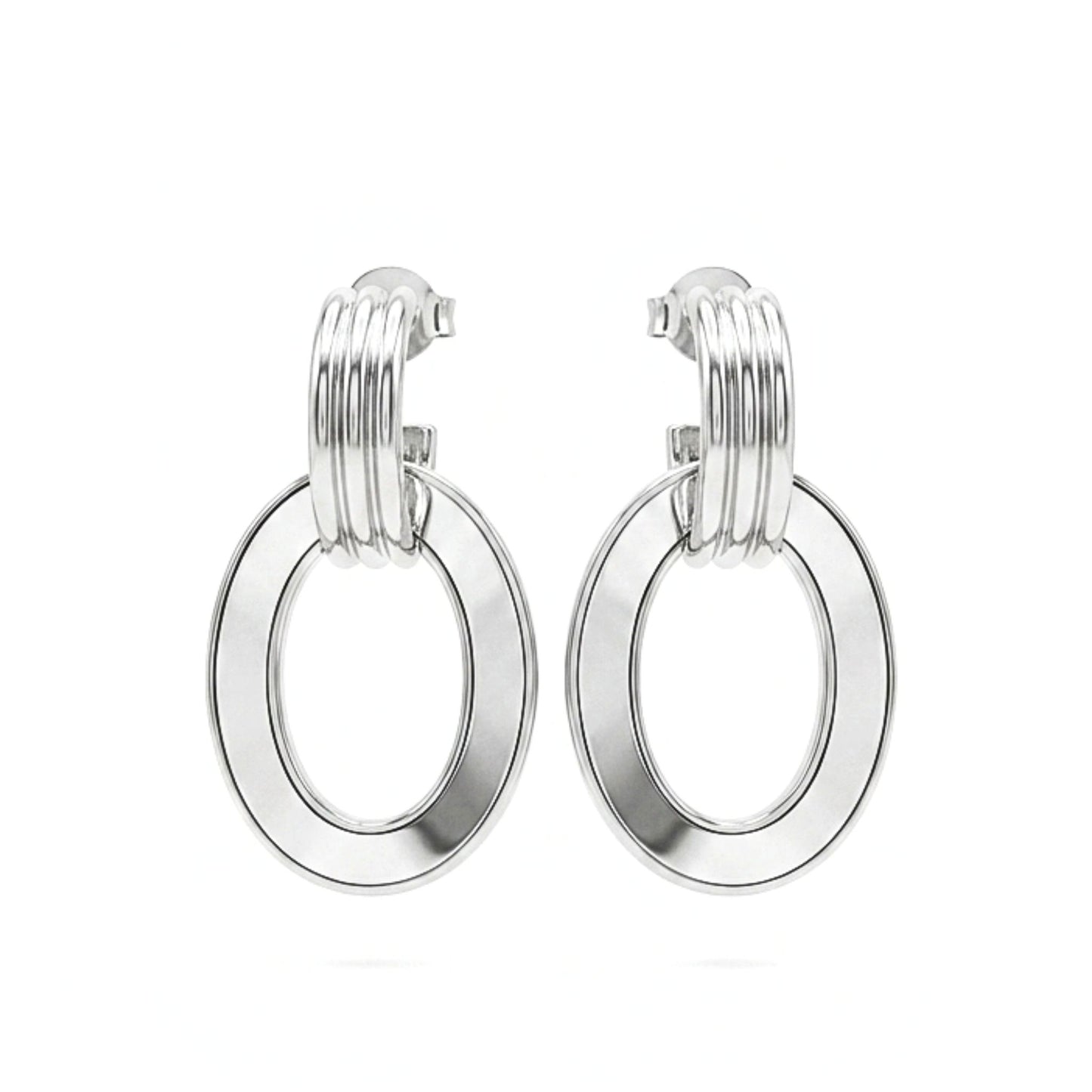 Pendiente de acero inoxidable plateado mujer diseño joyería osnor moda moderno elegante boda fiesta fashion mujer boda largo nácar 