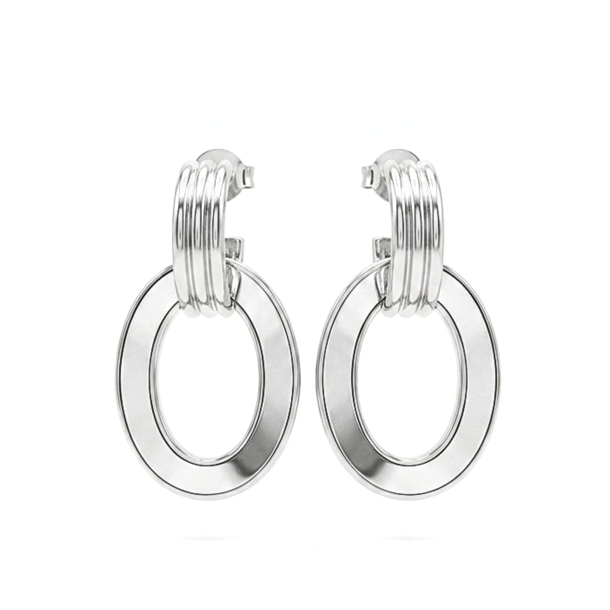 Pendiente de acero inoxidable plateado mujer diseño joyería osnor moda moderno elegante boda fiesta fashion mujer boda largo nácar 