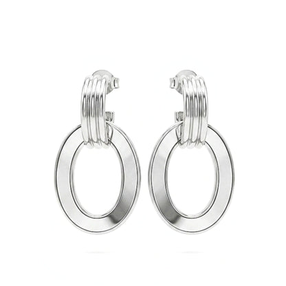 Pendiente de acero inoxidable plateado mujer diseño joyería osnor moda moderno elegante boda fiesta fashion mujer boda largo nácar 