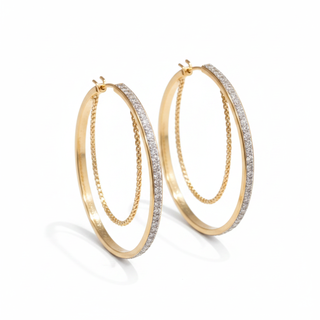 Pendientes aros dobles sobre fondo blanco