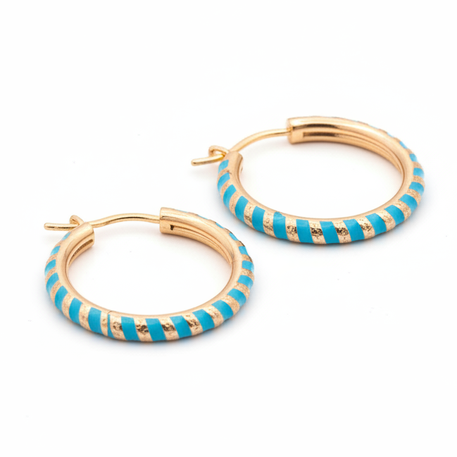 Pendientes aros turquesa oro amarillo
