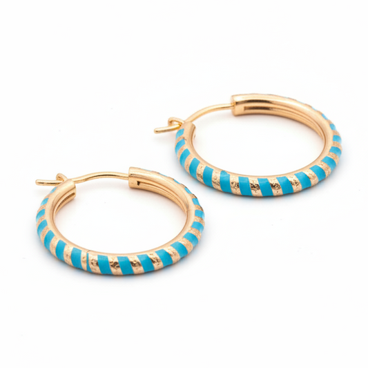 Pendientes aros turquesa oro amarillo