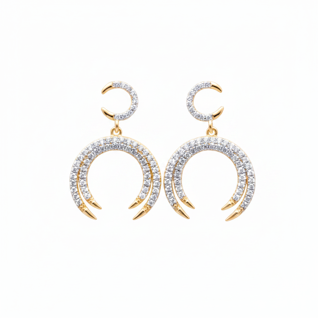 Pendientes circonitas blancas con marco dorado