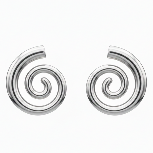 Pendientes espiral plateado sin rosa