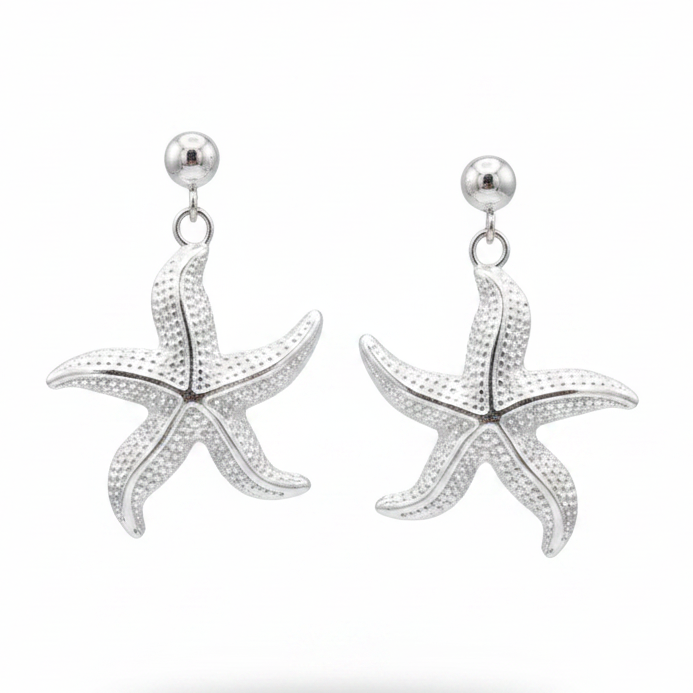 Pendientes estrella de mar fondo blanco