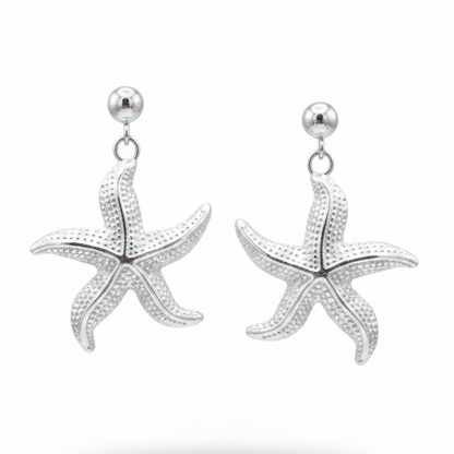 Pendientes estrella de mar fondo blanco