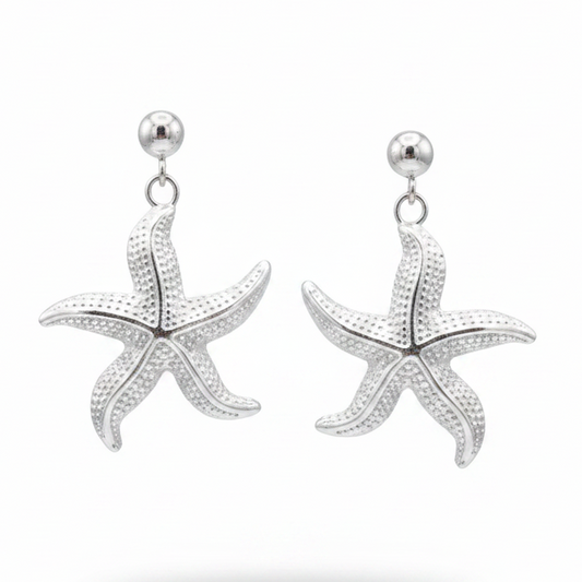 Pendientes estrella de mar fondo blanco