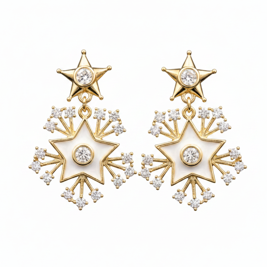 Pendientes estrella fondo blanco