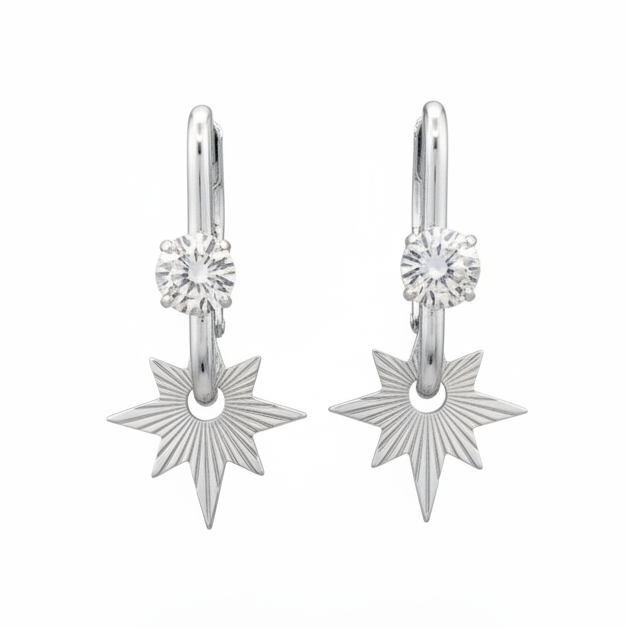 Pendientes estrella fondo blanco
