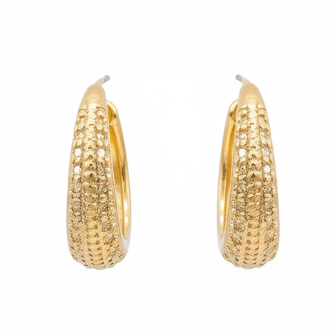 Pendientes fondo blanco acero chaado oro 14kte.circonitas aros joyeria osnor