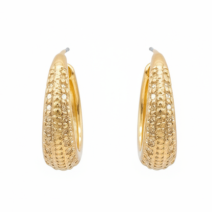 Pendientes fondo blanco acero chaado oro 14kte.circonitas aros joyeria osnor