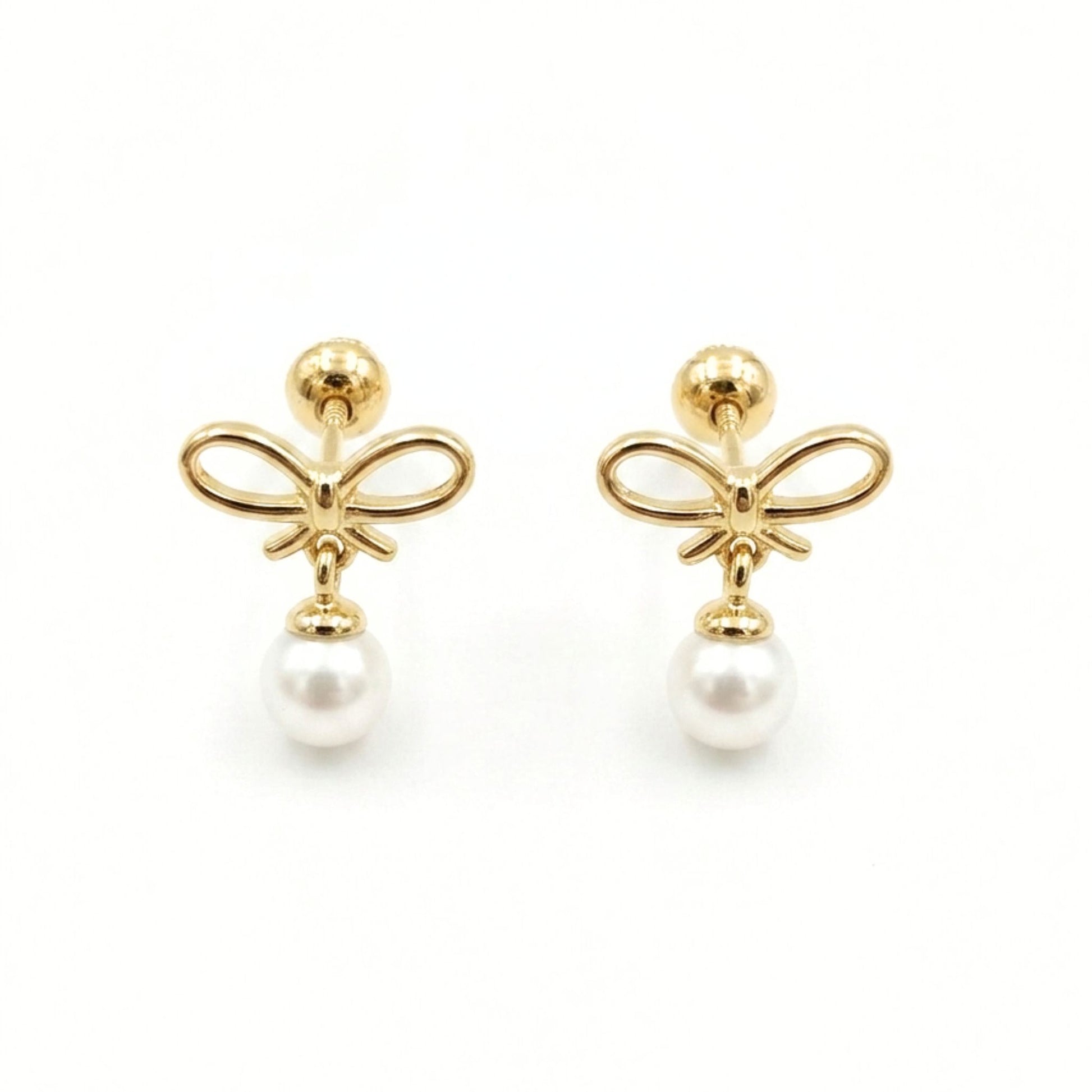 Pendientes de plata dorado perla cierre rosca diseño joyería osnor 