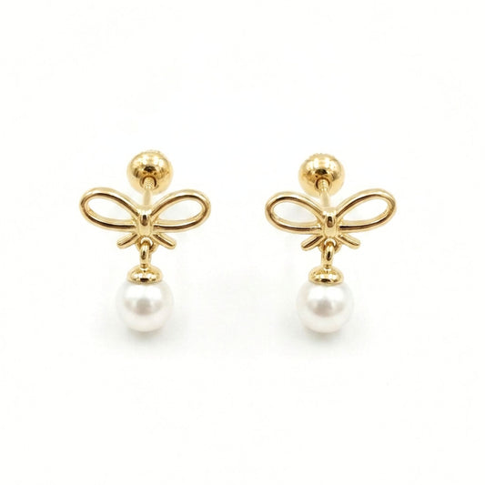Pendientes de plata dorado perla cierre rosca diseño joyería osnor 