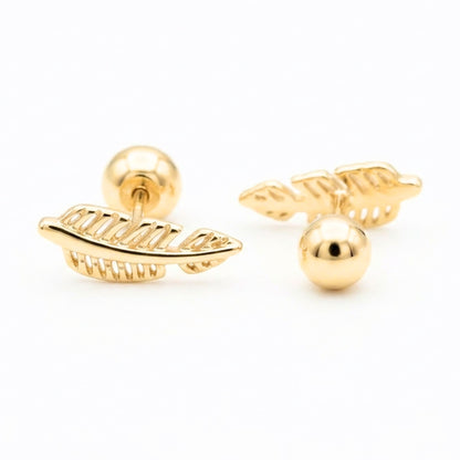 Pendientes de plata baño de oro dorados diseño joyería osnor moda moderno elegante cierre de bola de Rosca 