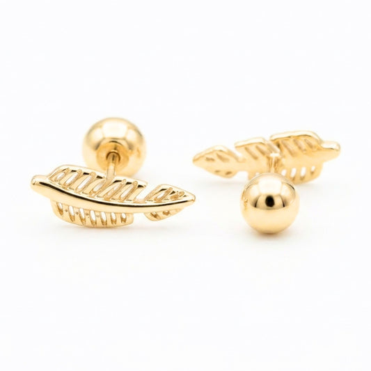 Pendientes de plata baño de oro dorados diseño joyería osnor moda moderno elegante cierre de bola de Rosca 