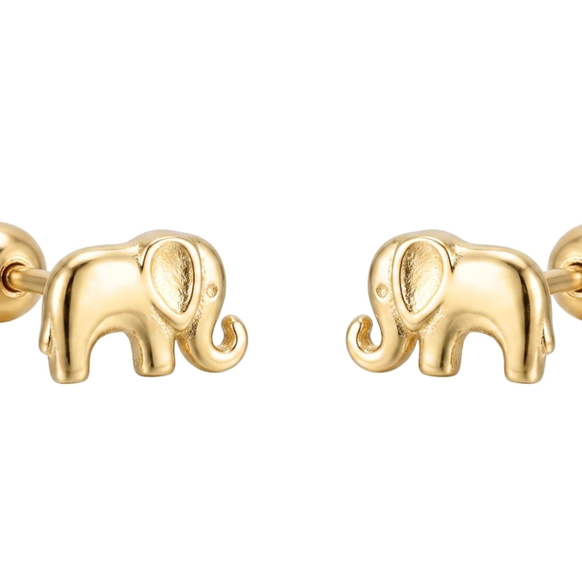 Pendientes plata baño de oro dorados diseño de joyería elefante 